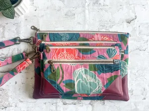 Double Zip Pouch in Berry & Blue Floral