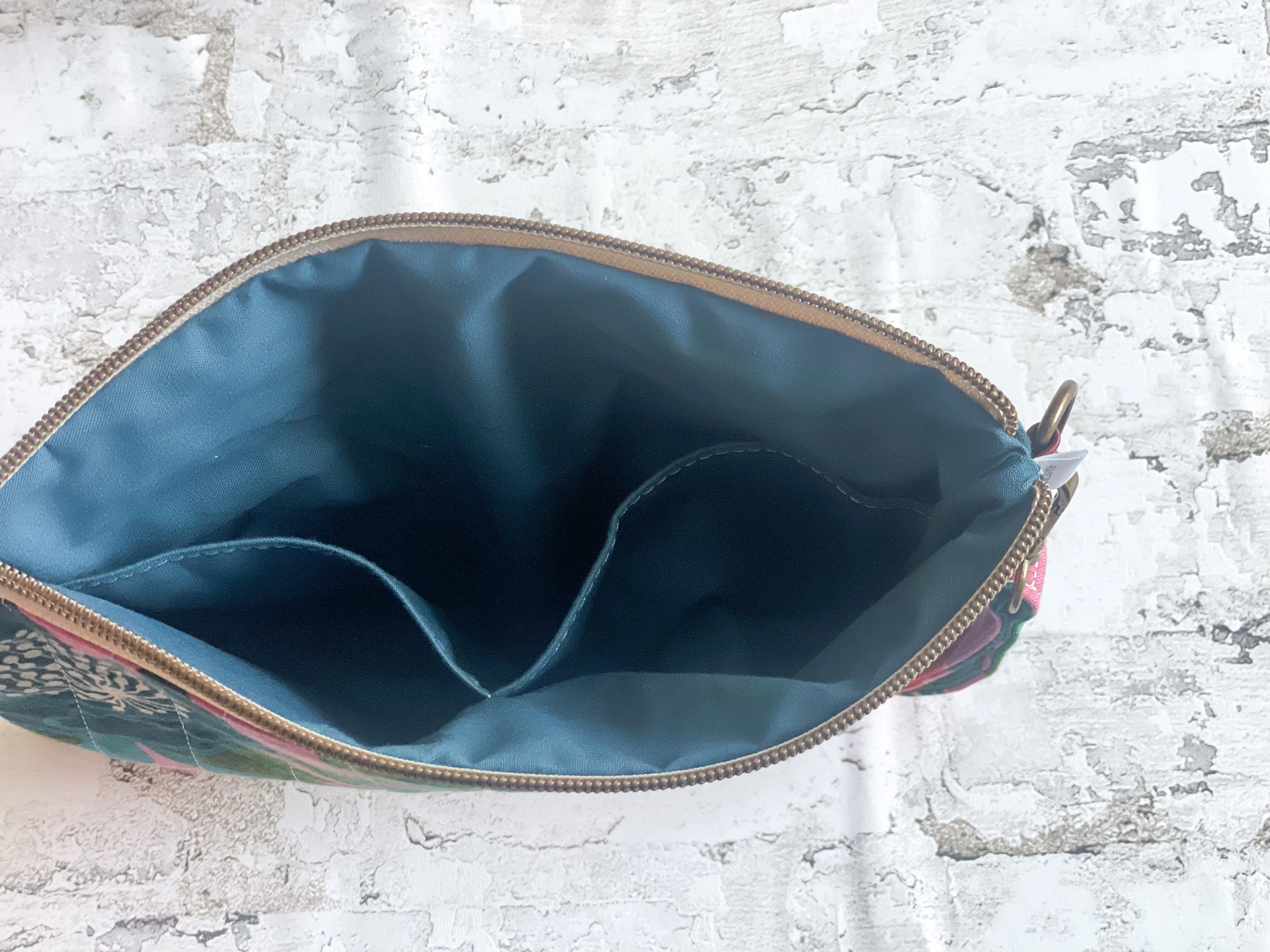 Double Zip Pouch in Berry & Blue Floral
