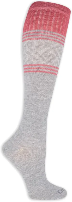 Dr. Scholl's Women's Graduated Compression Geometric Stripe Pattern Knee High Socks 1 Pair Pack, Gray, Women's Shoe Size: 4-10