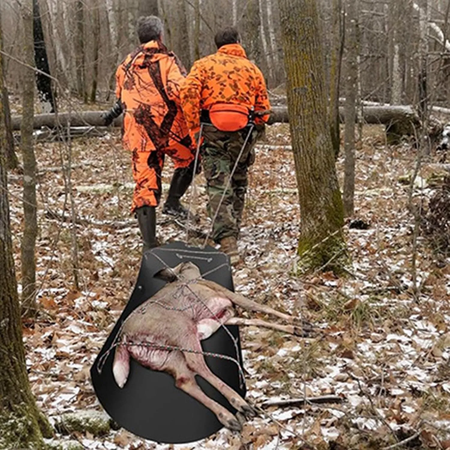Drag Sled - Deer Drag Sled, Ice Fishing Sled | Heavy Duty Snow Sled for Hunting Gear Hauls, Polyethylene Utility Sled Firewood Transport, Includes Durables Drag Ropes for Kids Skiing Winter Sports