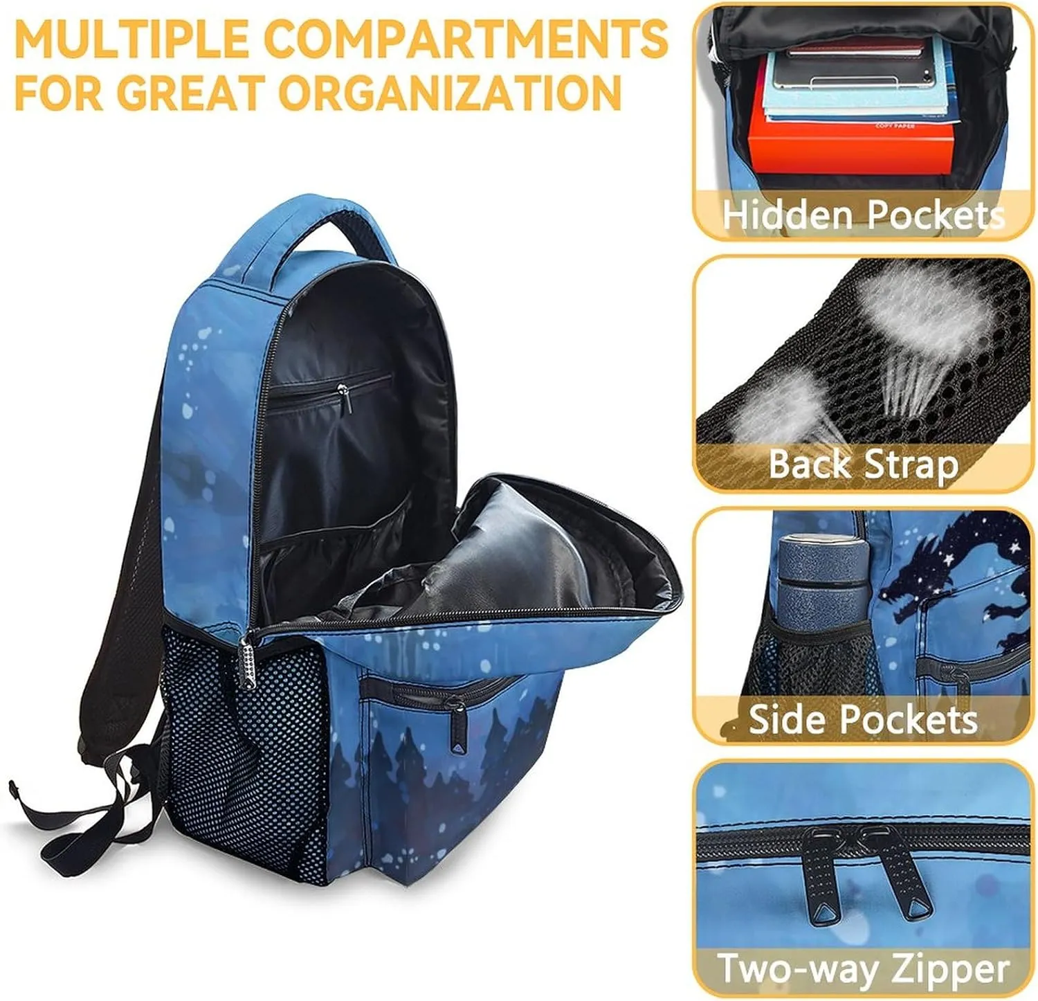 Dragon Backpack with Lunch Box, Set of 3 School Backpacks Matching Combo, Cute Bookbag And Pencil Case Bundle