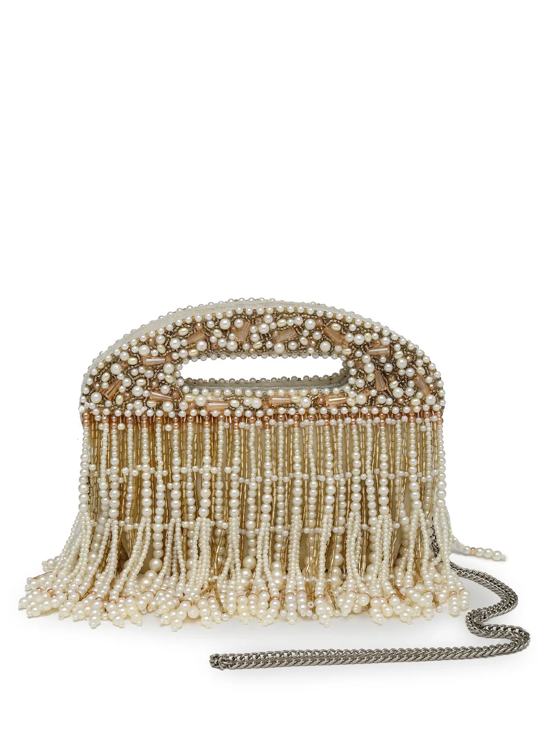 Droop Abstract Embellished Velvet Clutch