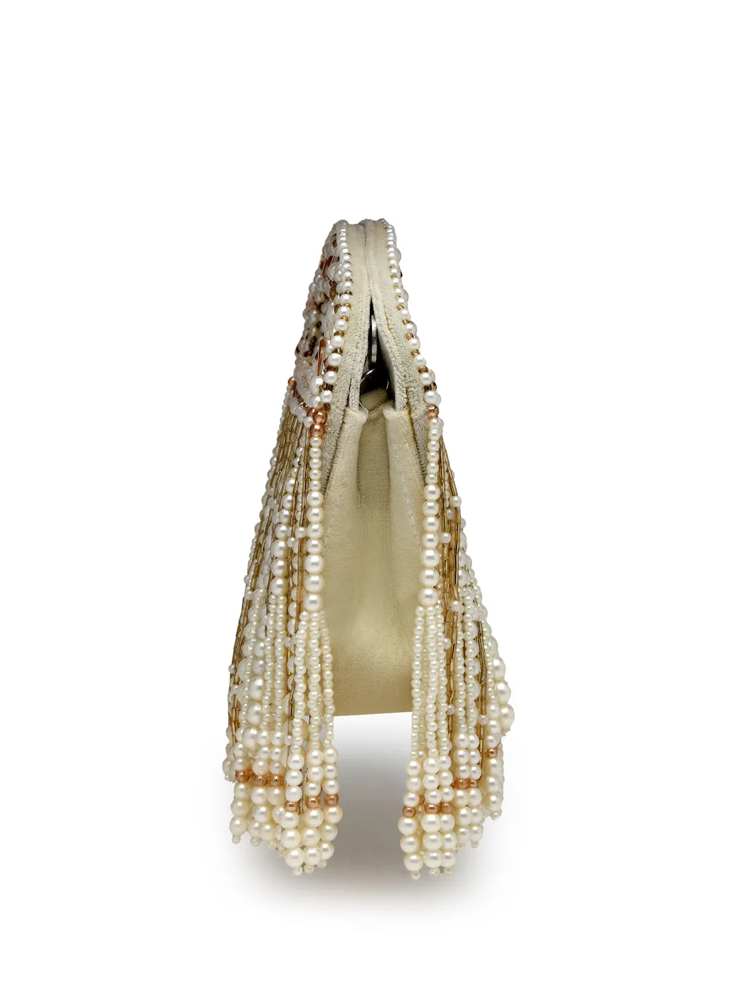 Droop Abstract Embellished Velvet Clutch