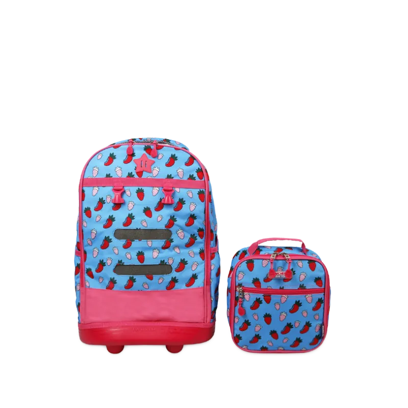 Duo Rolling Backpack With Detachable Lunch Box Set (18 Inch) in Strawberry