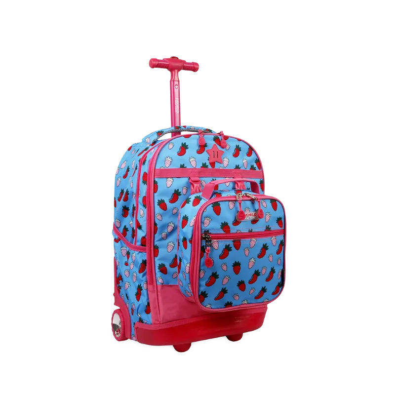 Duo Rolling Backpack With Detachable Lunch Box Set (18 Inch) in Strawberry