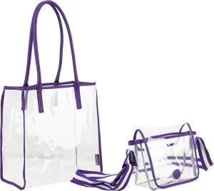 Eastsport Clear Handbag Bundle Set, Heavy Duty PVC Transparent See Through Daypack Tote Bag for College Workplace