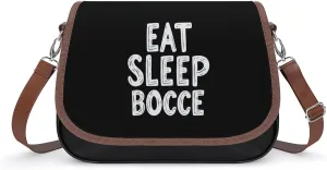 Eat Sleep Bocce Ball Crossbody Bags for Women Shoulder Bag Flap Handbags Leather Cross Body Purse