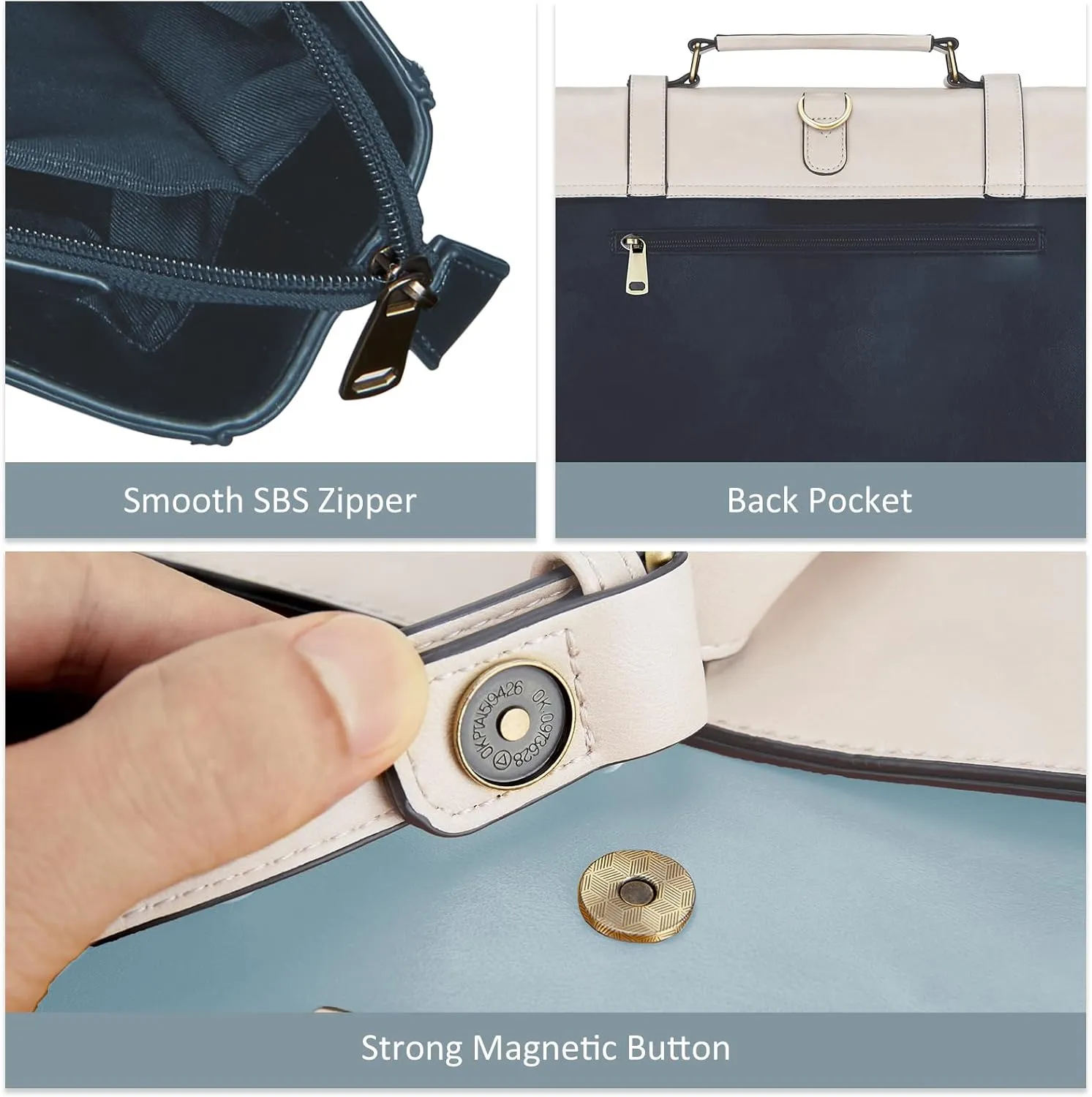 ECOSUSI Laptop Bag for Women Vegan Leather Messenger Bag Fashion Briefcase Backpack 15.6 inch Computer Satchel Bag