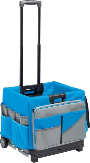 ECR4Kids Universal Rolling Cart with Canvas Organizer Bag, Mobile Storage, Blue/Grey