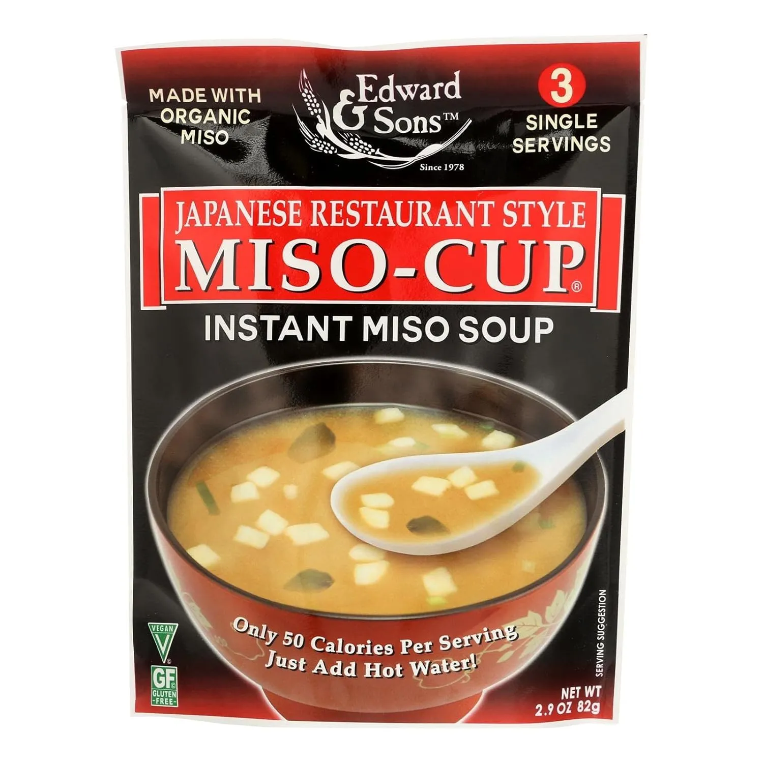 Edward & Sons Miso Cup Japanese Restaurant Style, 2.9 Ounce Pouches (Pack of 6)