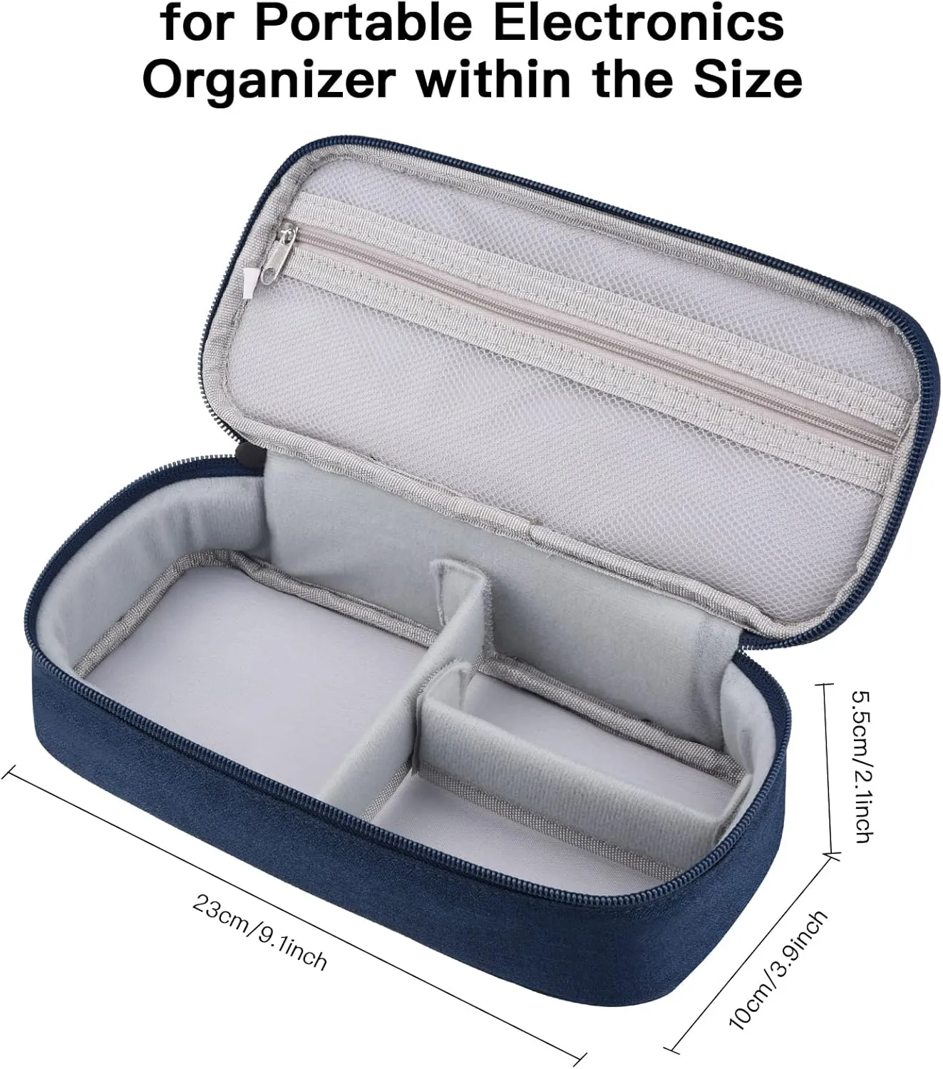 Electronics Organizer Travel Case, Carrying Pouch Bag for Travel Essentials, for Cable, Charging Cord, External Hard Drive, Portable Power Bank (Navy Blue)