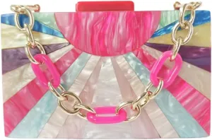Elegant Ladies Acrylic Evening Clutch Multicolored Bag Box Stylish Marble Purse Handbag for Wedding Banquet Cocktail