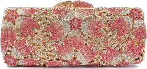 Elegant Ladies Floral Clutch Rhinestone Bag Flower Evening Bag Crystal Purse Bridal Handbag for Party Prom Cocktail
