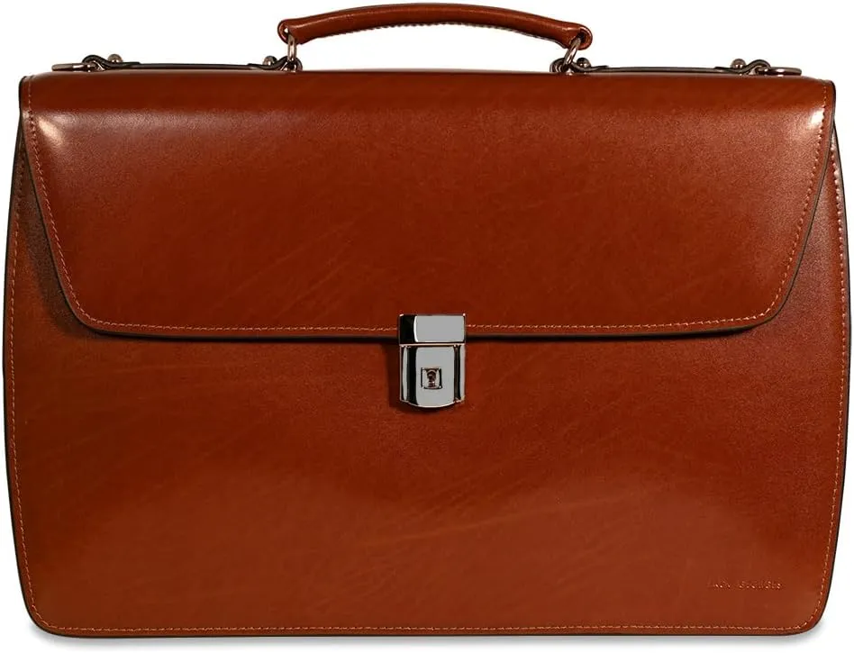 Elements Double Gusset Flap Over Briefcase #4402 (Cognac)