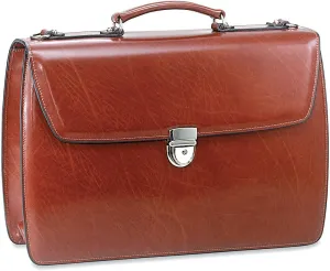 Elements Double Gusset Flap Over Briefcase #4402 (Cognac)