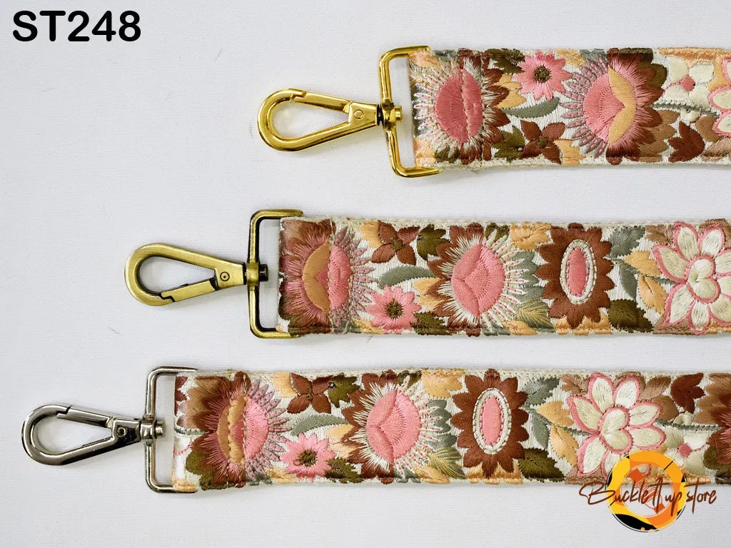 Embroidered Detachable Guitar Strap Crossbody Strap for Purses Bags Embroidery Replacement Messenger Strap Boho Tote Handbag Strap Gift Mom