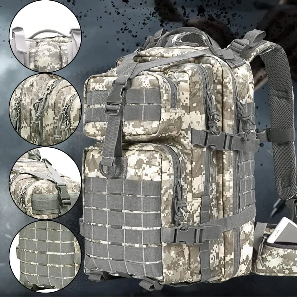 EMDMAK Military Tactical Backpack, 42L Large Military Pack Army 3 Day Assault Pack Molle Bag Rucksack