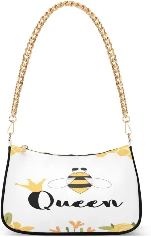 Emelivor Bee Queen Shoulder Bag for Women Shoulder Handbags with Zipper Closure Mini Shoulder Purse Crossbody Bags for Women