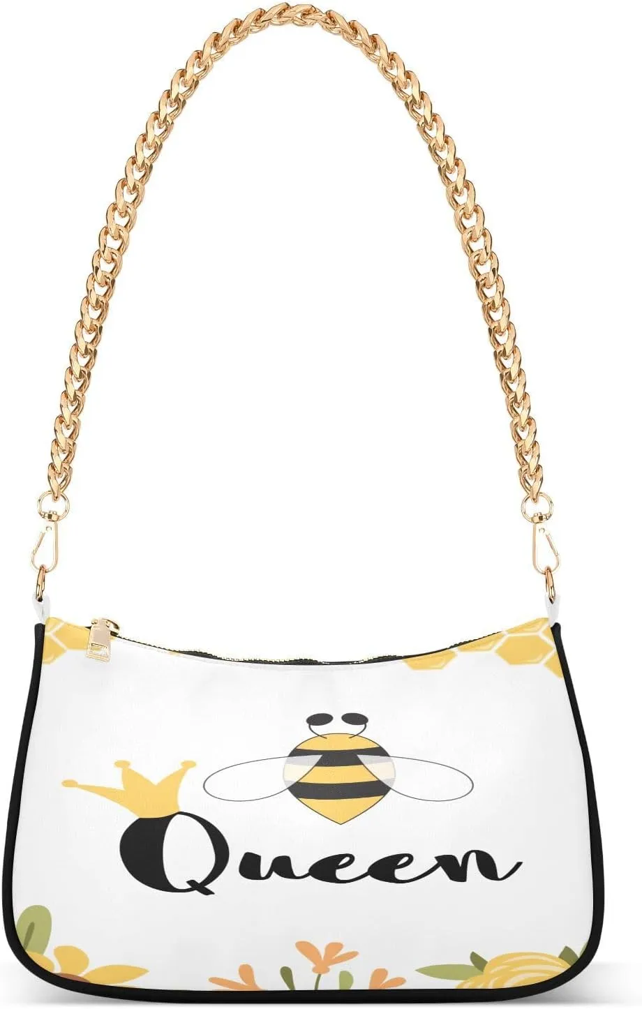 Emelivor Bee Queen Shoulder Bag for Women Shoulder Handbags with Zipper Closure Mini Shoulder Purse Crossbody Bags for Women