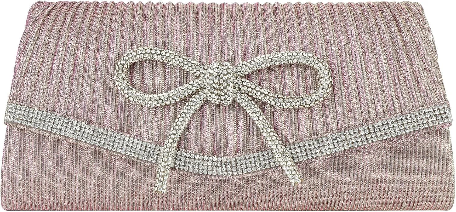 Envelope Clutch Purse Women Rhinestone Bow Sparkly Evening Bag Glitter Wedding Party Prom Handbag