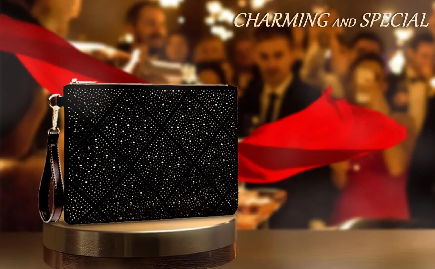 ER.Roulour Evening Bag for Women Rhinestone Crystal Envelope Clutch Purses Large Square Handbags for Party Wedding Prom