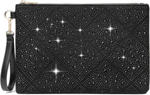 ER.Roulour Evening Bag for Women Rhinestone Crystal Envelope Clutch Purses Large Square Handbags for Party Wedding Prom