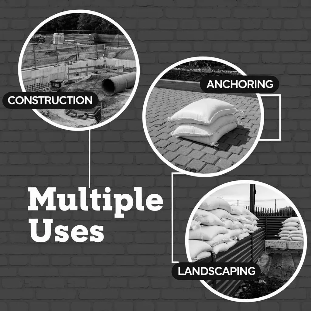 eSANDBAGS. Heavy Duty Sandbags with Tie Strings | Empty Woven Polypropylene Bags for Flood Control, UV Resistant, 50 lb Capacity, 14x26 inches, (50 empty eSandbags)
