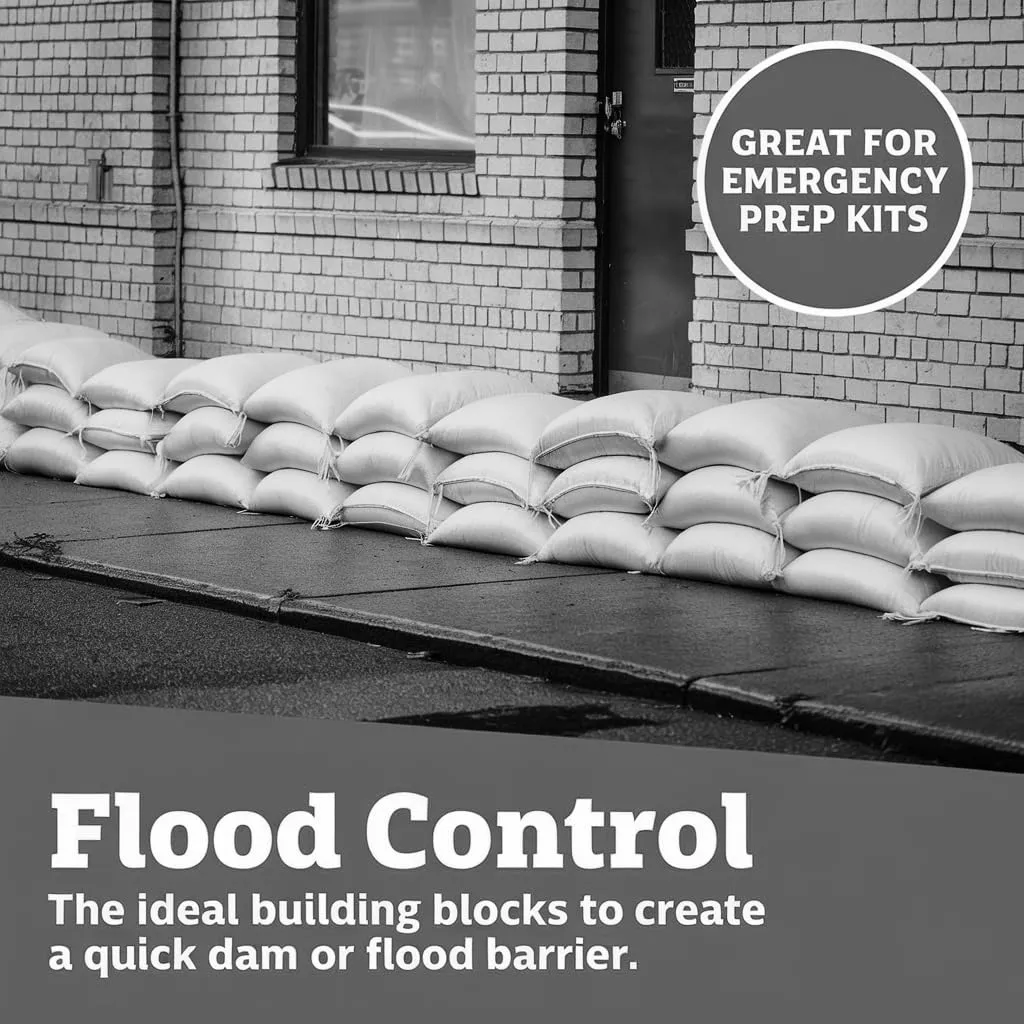 eSANDBAGS. Heavy Duty Sandbags with Tie Strings | Empty Woven Polypropylene Bags for Flood Control, UV Resistant, 50 lb Capacity, 14x26 inches, (50 empty eSandbags)