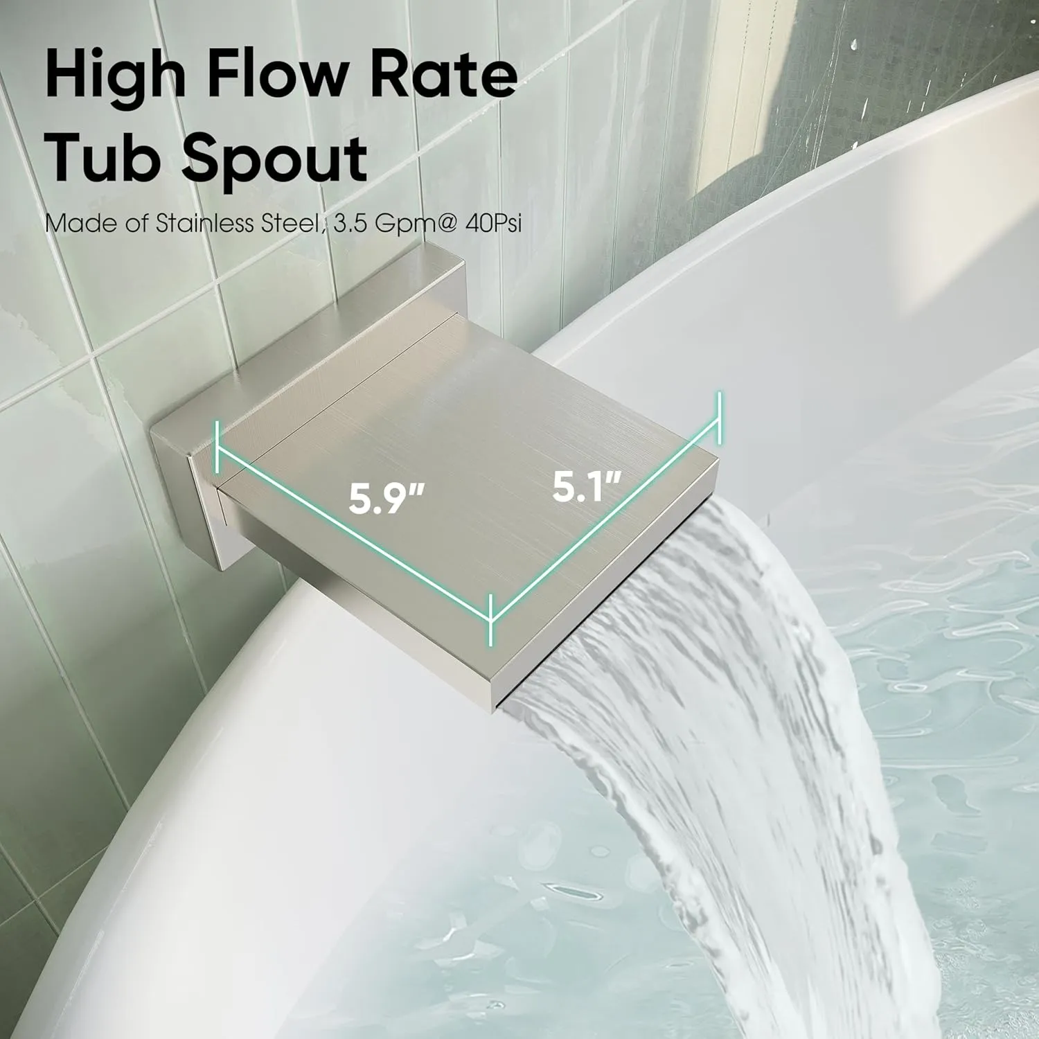 Esnbia Shower System with Tub Spout, Wall Mounted Bathtub Shower Faucet Set, 10 Inch Rain Shower Head and Handheld Shower Head Set, High Pressure Tub Shower Kit with Shower Valve, Brushed Nickel