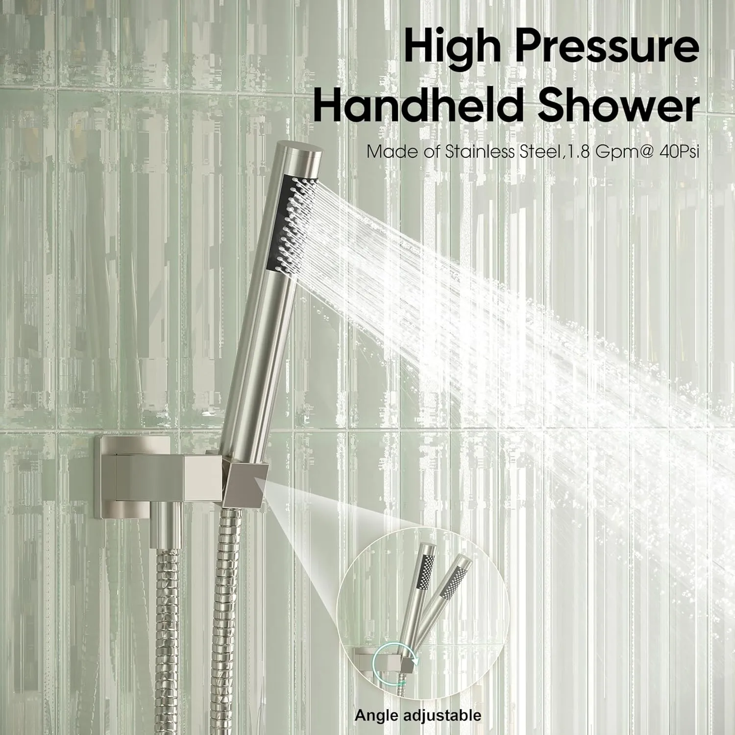 Esnbia Shower System with Tub Spout, Wall Mounted Bathtub Shower Faucet Set, 10 Inch Rain Shower Head and Handheld Shower Head Set, High Pressure Tub Shower Kit with Shower Valve, Brushed Nickel