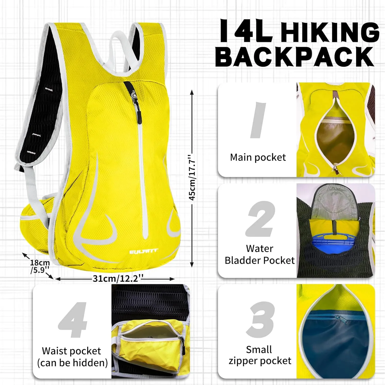EULANT Hiking Backpacks, Small Waterproof &Lightweight Running Cycling Camping Climbing Gym Travel Daypack for Women Men