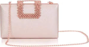 Evening Clutch Purses for Women Sparkly Rhinestone Crystal Evening Handbag&Shoulder Bag Formal Party Wedding Purse (Rhinestone-Rose Gold)