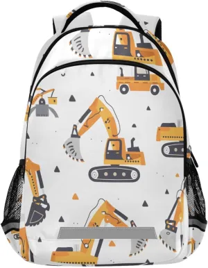 Excavating Machinery School Backpack for Girls Boys Elementary Middle School Book Bag Teens Kids Casual Travel Daypack Student Knapsack