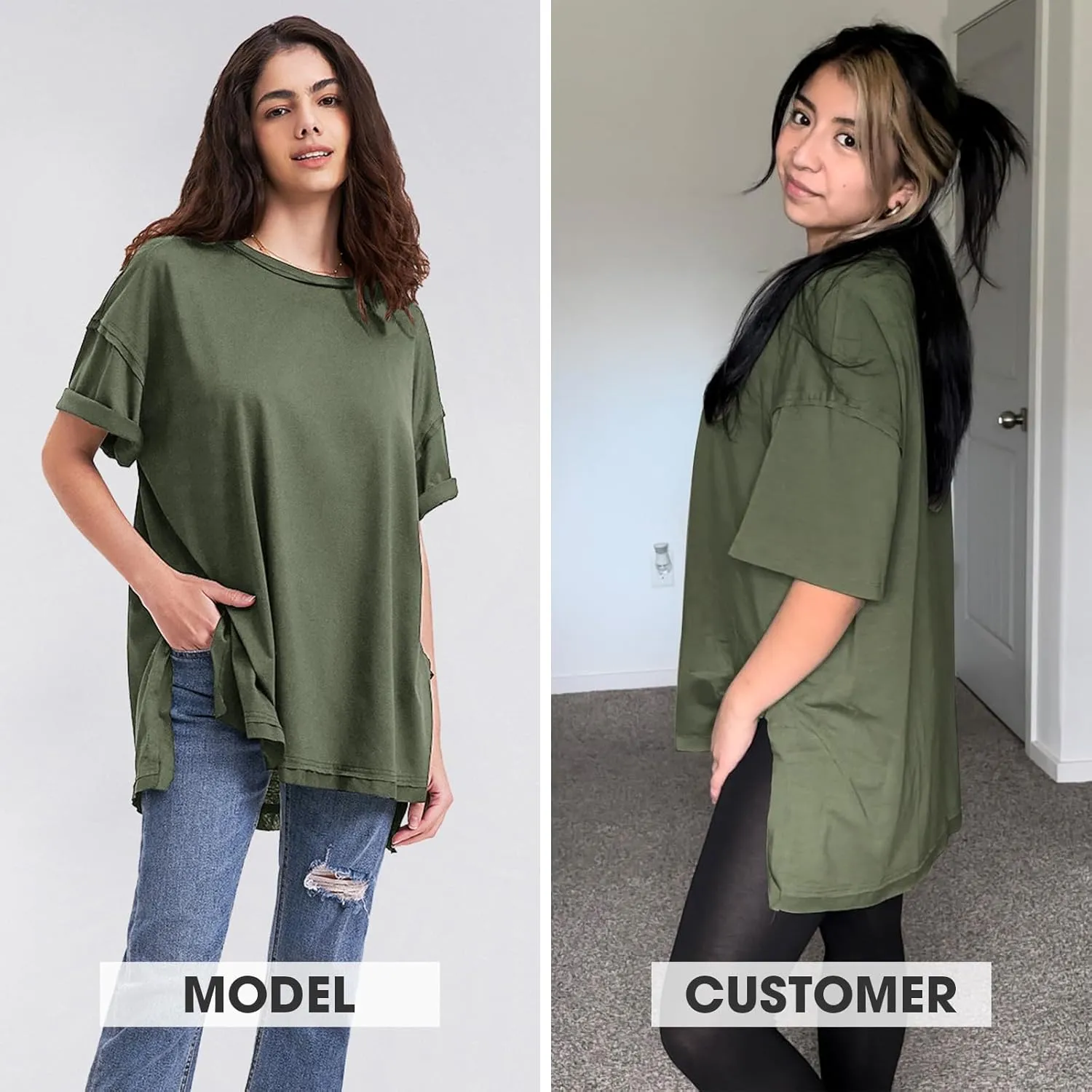 EXLURA Womens Summer Oversized T Shirts 2025 Casual Short Sleeve Loose Maternity Tops Crewneck Tunic Plus Gym Workout Top