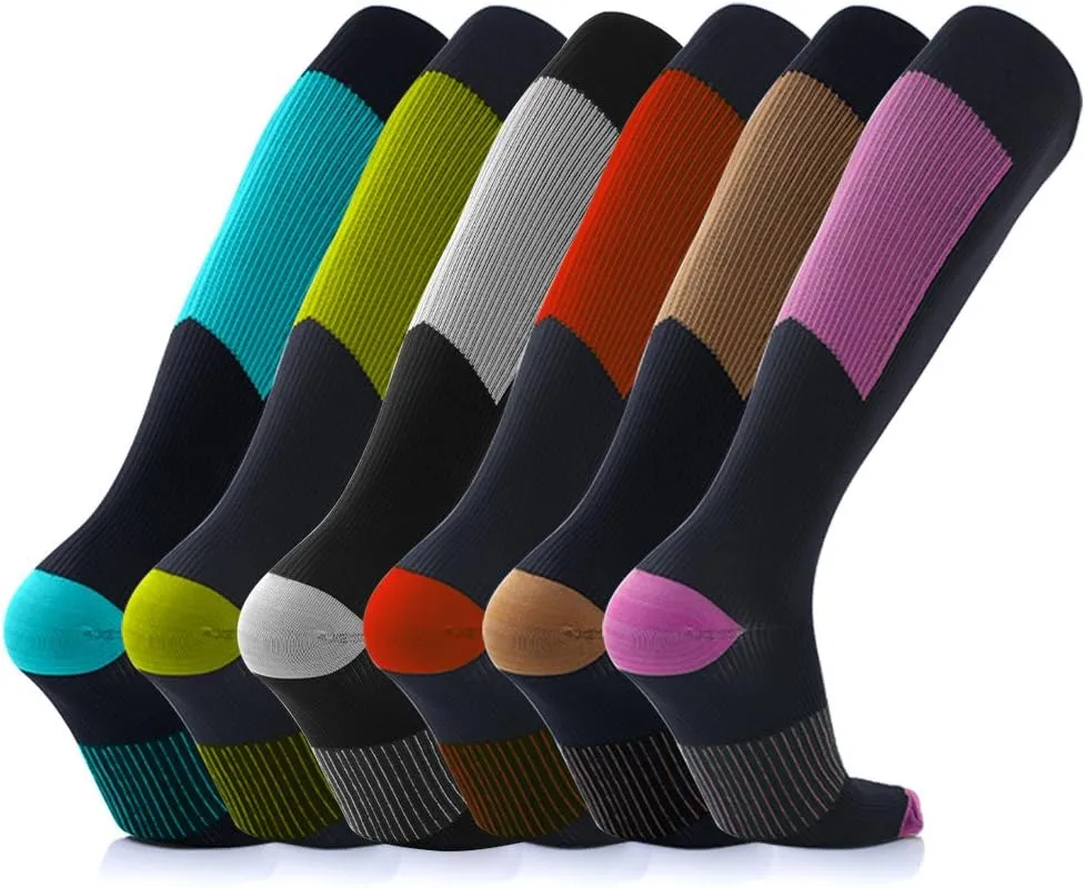 Extreme Fit Copper Compression Socks for Men & Women - made for running, athletics, pregnancy and travel - 6 Pair