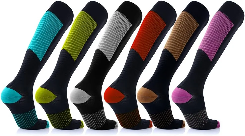 Extreme Fit Copper Compression Socks for Men & Women - made for running, athletics, pregnancy and travel - 6 Pair