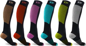 Extreme Fit Copper Compression Socks for Men & Women - made for running, athletics, pregnancy and travel - 6 Pair