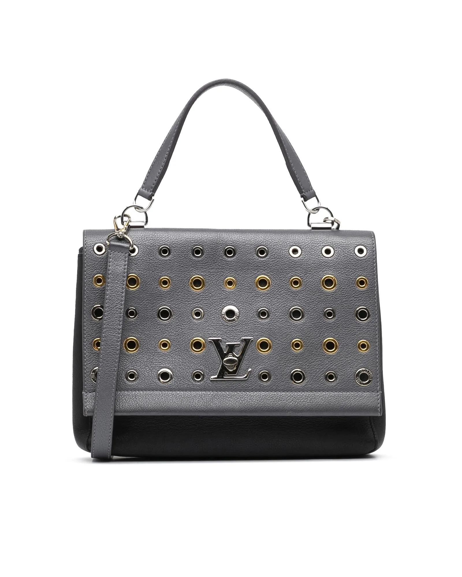 EyeLet Grey Leather Handbag