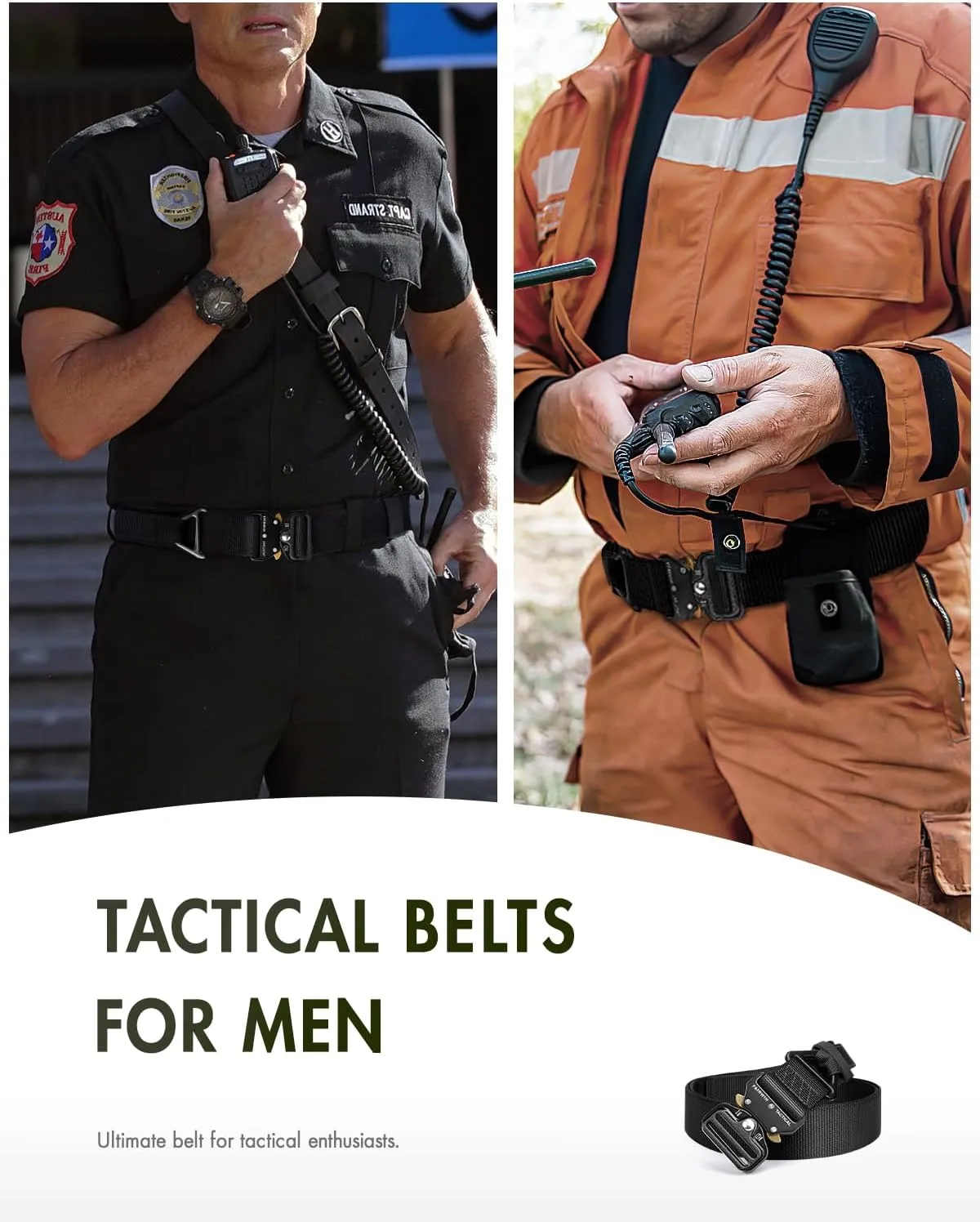 FAIRWIN Men's Tactical Belt, Rigger Belt, Utility Nylon Web Waist Work Belt for Men with V-ring Quick-Release Buckle