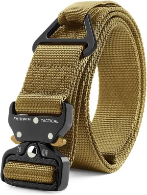 FAIRWIN Men's Tactical Belt, Rigger Belt, Utility Nylon Web Waist Work Belt for Men with V-ring Quick-Release Buckle