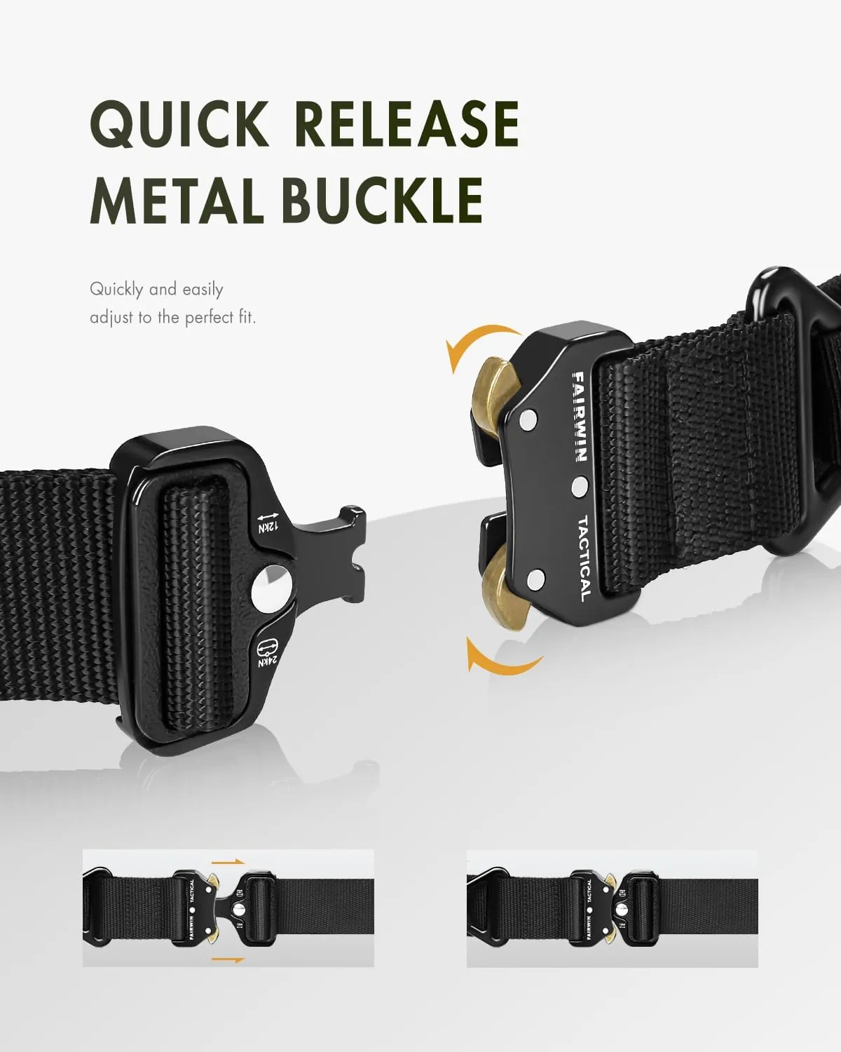 FAIRWIN Men's Tactical Belt, Rigger Belt, Utility Nylon Web Waist Work Belt for Men with V-ring Quick-Release Buckle