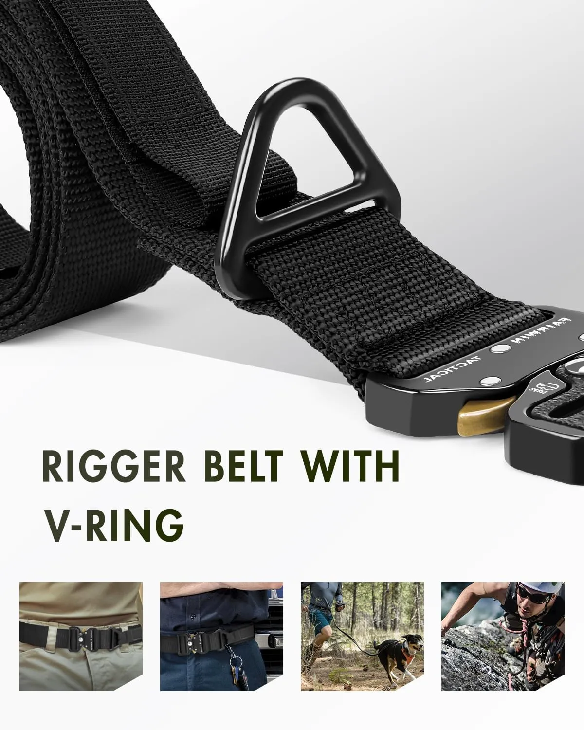 FAIRWIN Men's Tactical Belt, Rigger Belt, Utility Nylon Web Waist Work Belt for Men with V-ring Quick-Release Buckle