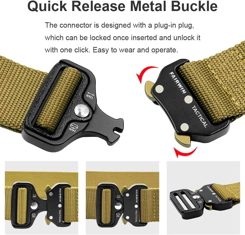FAIRWIN Men's Tactical Belt, Rigger Belt, Utility Nylon Web Waist Work Belt for Men with V-ring Quick-Release Buckle