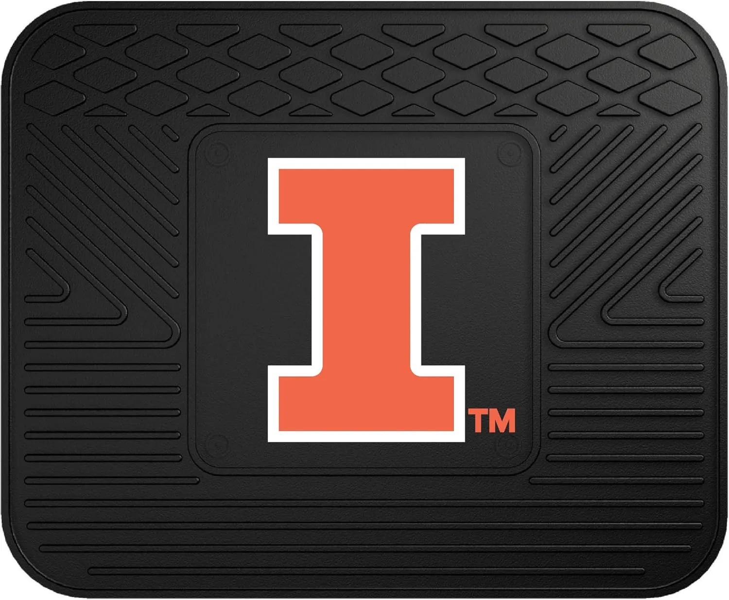 FANMATS 10071 Illinois Illini Back Row Utility Car Mat - 1 Piece - 14in. x 17in., All Weather Protection, Universal Fit, Molded Team Logo