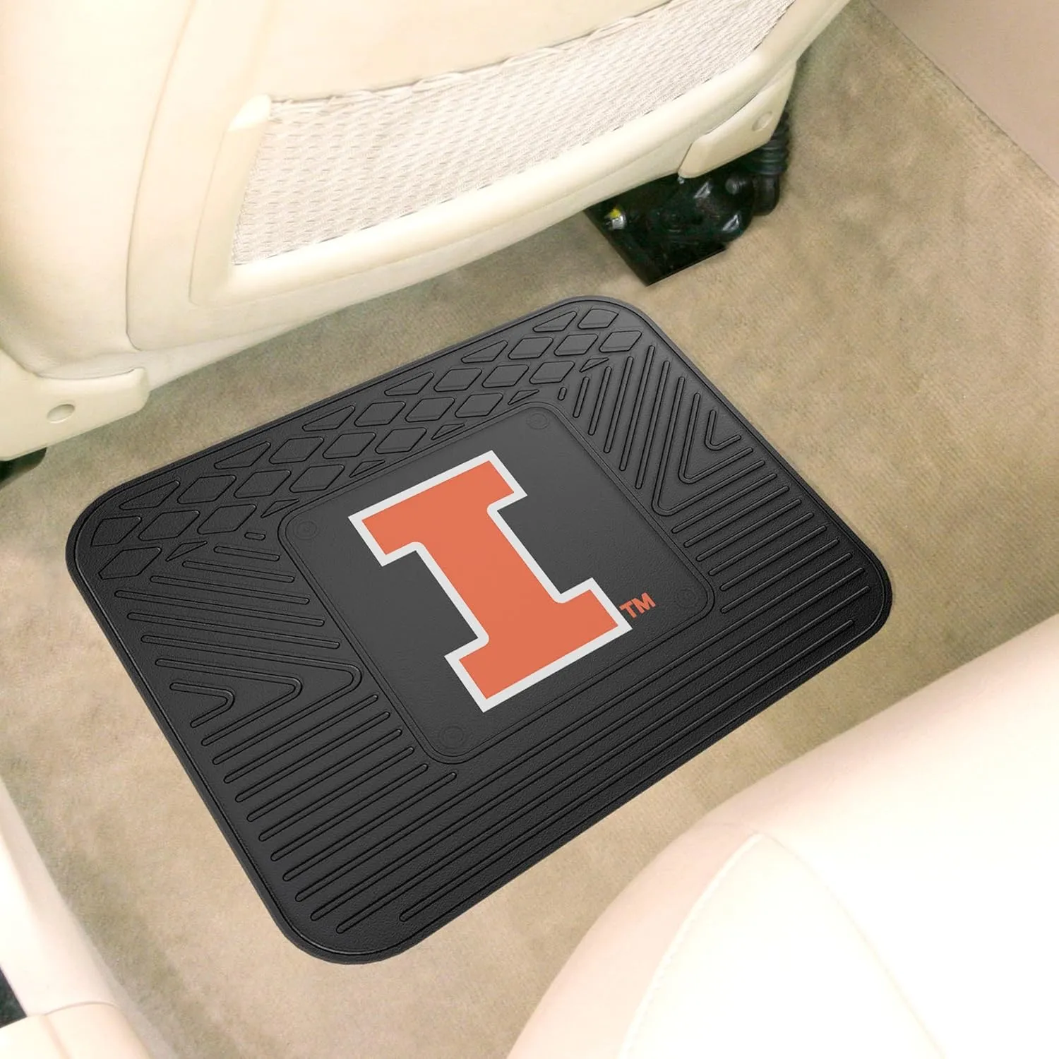 FANMATS 10071 Illinois Illini Back Row Utility Car Mat - 1 Piece - 14in. x 17in., All Weather Protection, Universal Fit, Molded Team Logo