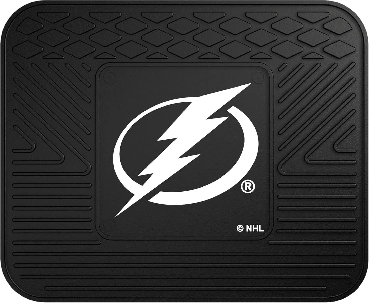 Fanmats 10783 NHL Tampa Bay Lightning Rear Second Row Vinyl Heavy Duty Utility Mat, Black, 14"x17"