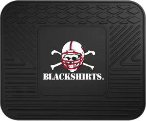 FANMATS 11266 Nebraska Cornhuskers Back Row Utility Car Mat - 1 Piece - 14in. x 17in., All Weather Protection, Universal Fit, Molded Team Logo - Blackshirts Alternate Logo