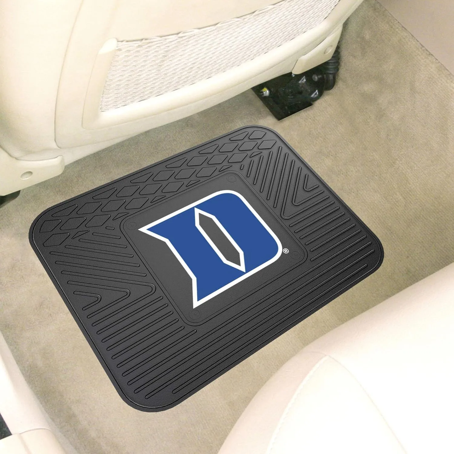 FANMATS 12098 Duke Blue Devils Back Row Utility Car Mat - 1 Piece - 14in. x 17in., All Weather Protection, Universal Fit, Molded Team Logo, Black