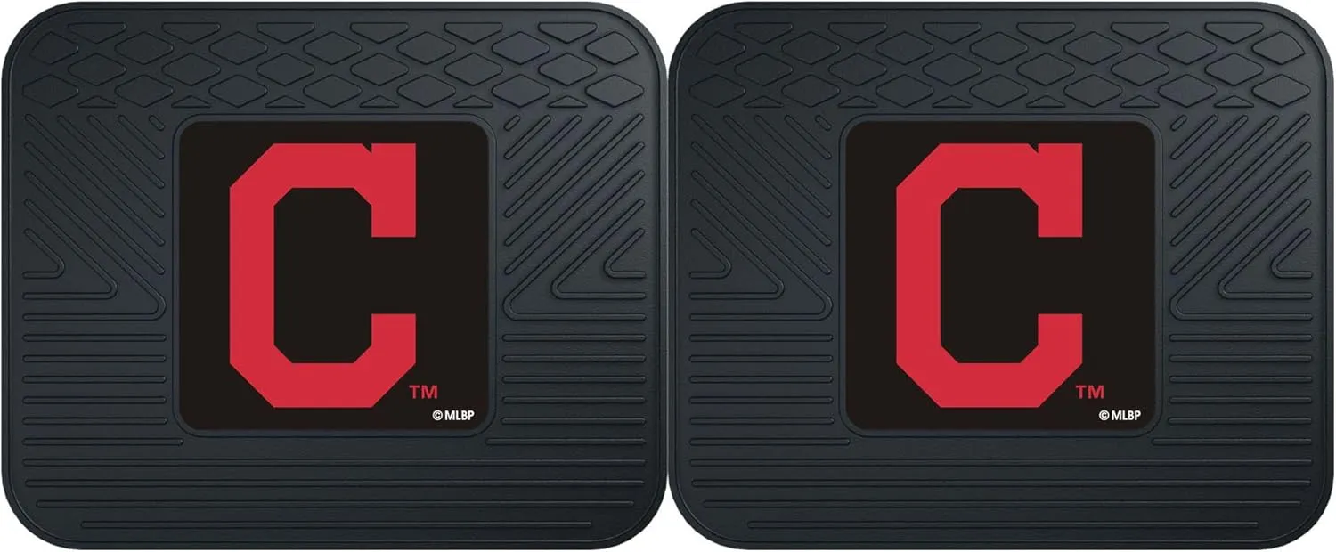 FANMATS 12330 MLB Cleveland Indians Back Row Utility Car Mats - 2 Piece Set, 14in. x 17in., All Weather Protection, Universal Fit, Deep Resevoir Design, Molded Team Logo