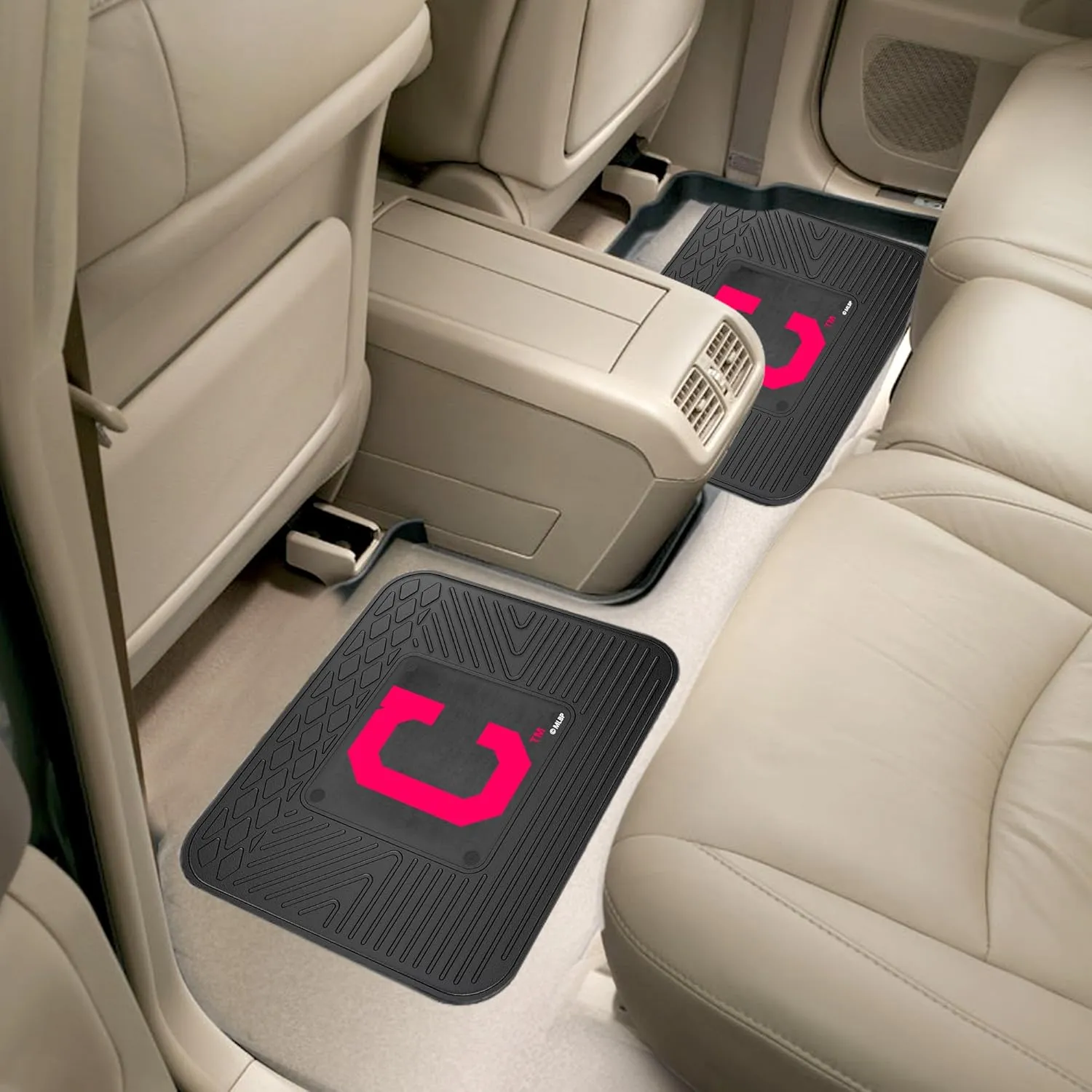FANMATS 12330 MLB Cleveland Indians Back Row Utility Car Mats - 2 Piece Set, 14in. x 17in., All Weather Protection, Universal Fit, Deep Resevoir Design, Molded Team Logo